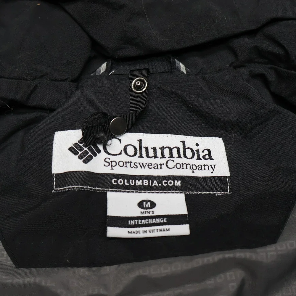 Columbia Jacket Men Medium Black Ripstop Waterproof Hooded Outdoor 3in1 Shell